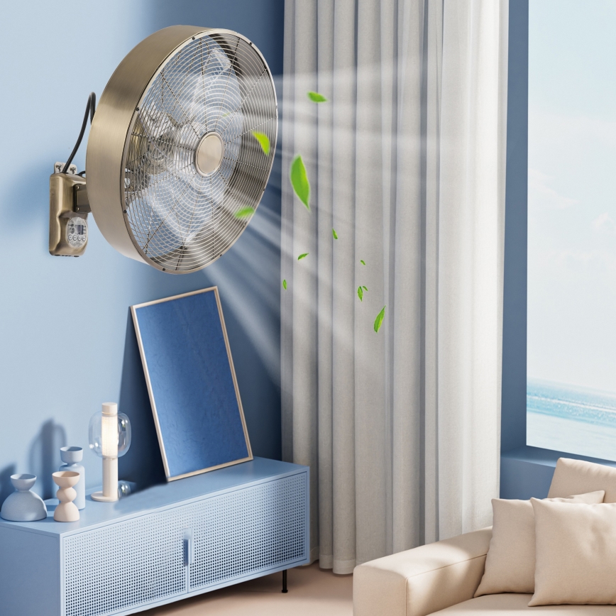 ZEVENTI - Nástěnný ventilátor FANNY 50W/230V bronzová + dálkové ovládání