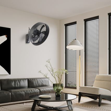 ZEVENTI - Nástěnný ventilátor FANNY 50W/230V černá + dálkové ovládání