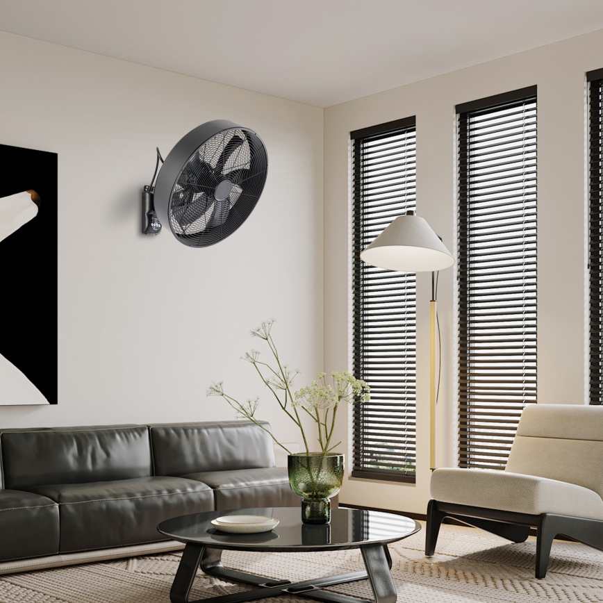 ZEVENTI - Nástěnný ventilátor FANNY 50W/230V černá + dálkové ovládání