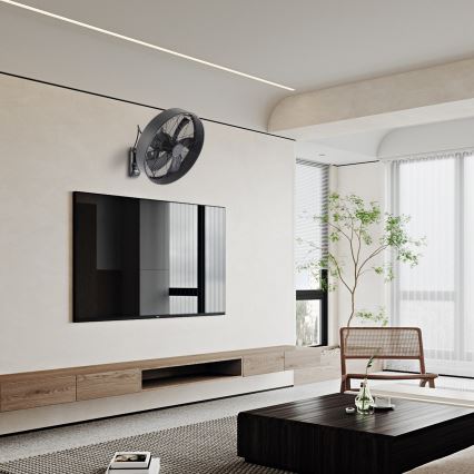 ZEVENTI - Nástěnný ventilátor FANNY 50W/230V černá + dálkové ovládání