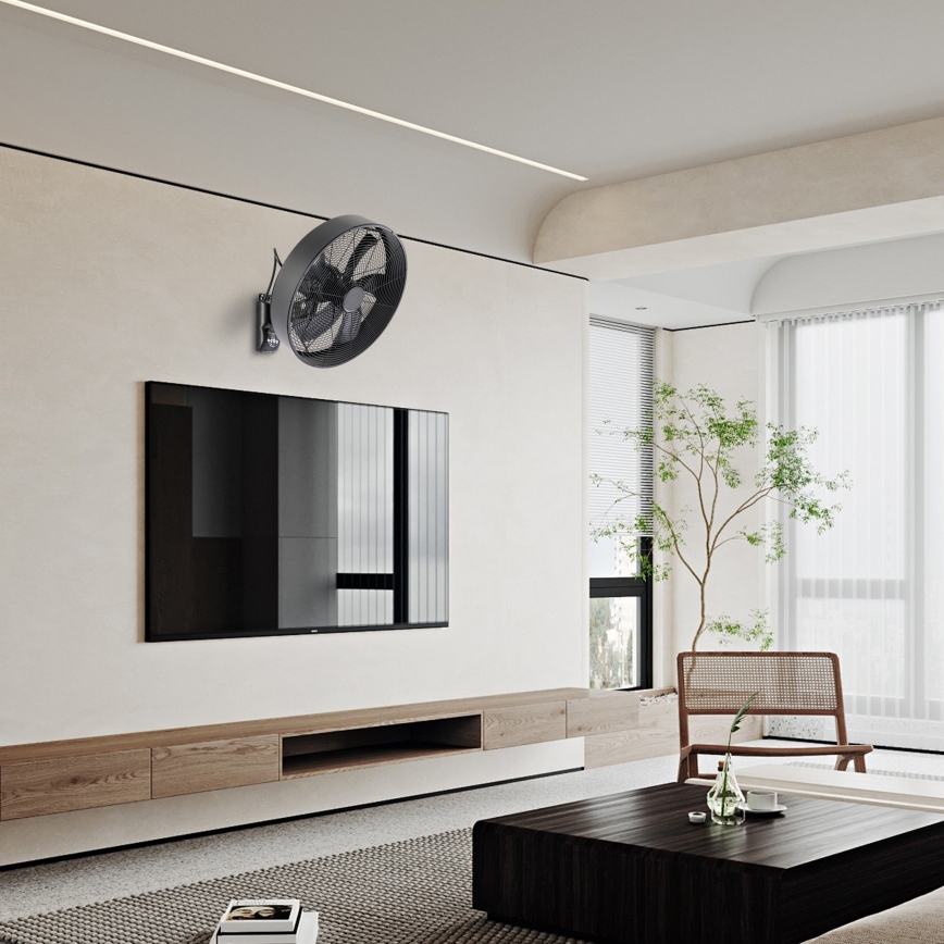 ZEVENTI - Nástěnný ventilátor FANNY 50W/230V černá + dálkové ovládání