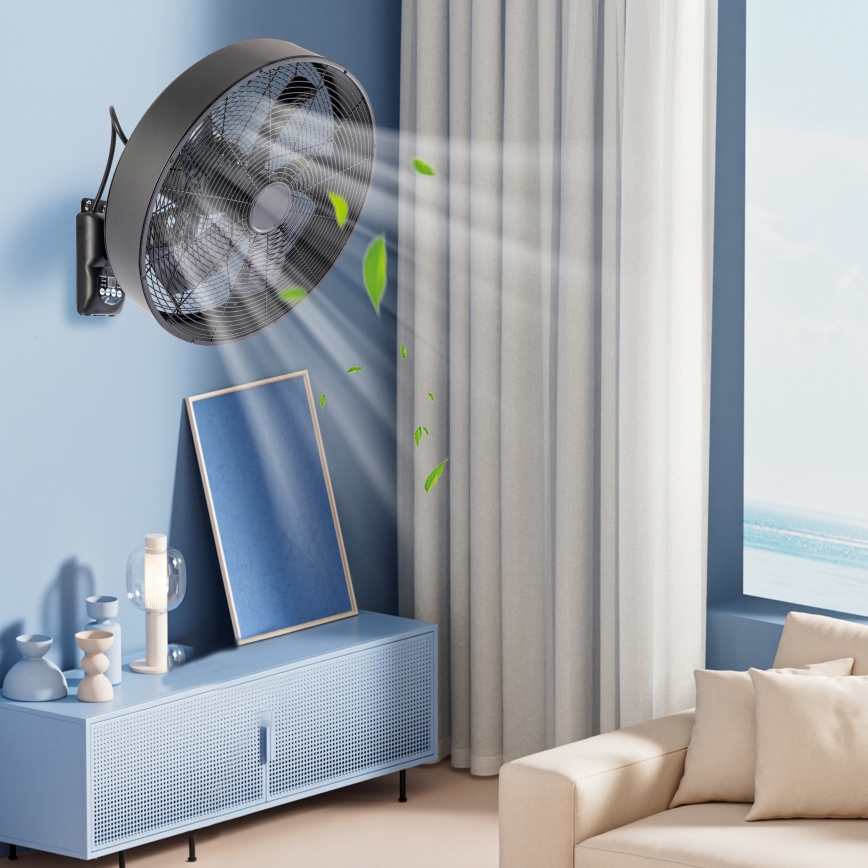 ZEVENTI - Nástěnný ventilátor FANNY 50W/230V černá + dálkové ovládání