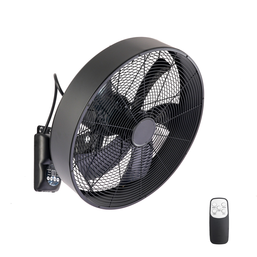 ZEVENTI - Nástěnný ventilátor FANNY 50W/230V černá + dálkové ovládání