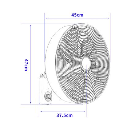 ZEVENTI - Nástěnný ventilátor FANNY 50W/230V černá + dálkové ovládání