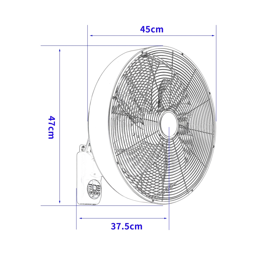 ZEVENTI - Nástěnný ventilátor FANNY 50W/230V černá + dálkové ovládání