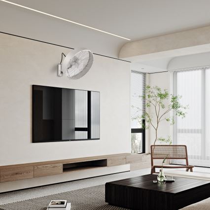 ZEVENTI - Nástěnný ventilátor FANNY 50W/230V pr. 45 cm matný chrom + dálkové ovládání