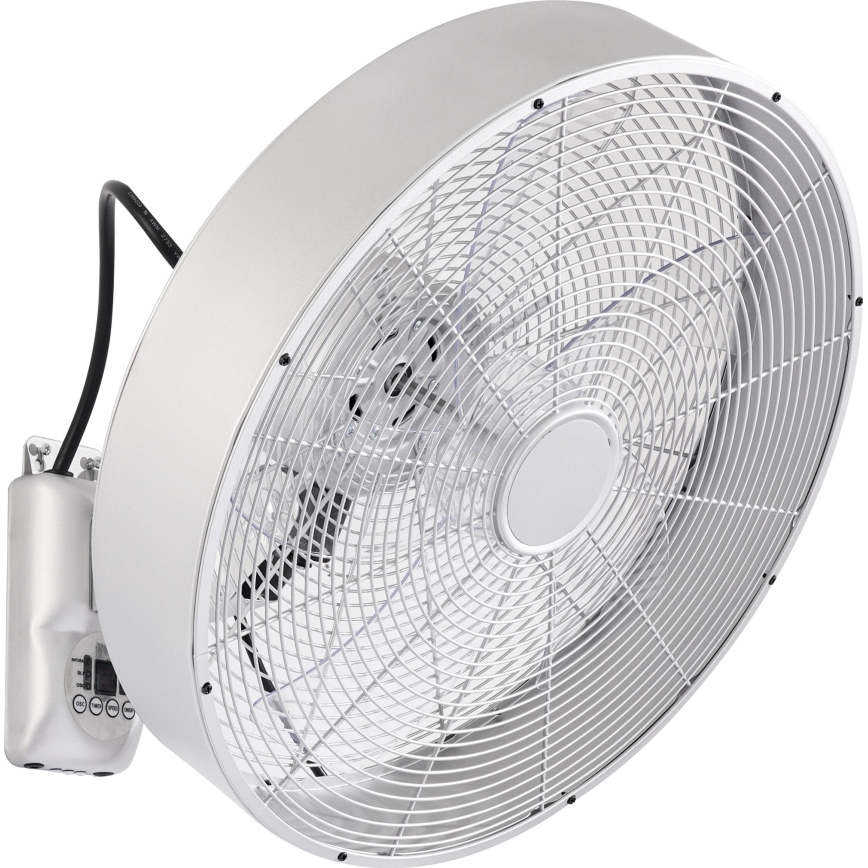 ZEVENTI - Nástěnný ventilátor FANNY 50W/230V pr. 45 cm matný chrom + dálkové ovládání