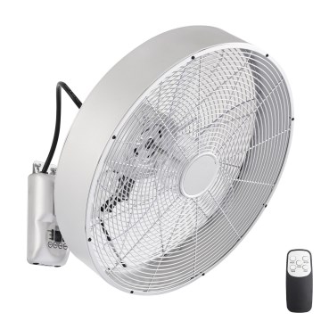 ZEVENTI - Nástěnný ventilátor FANNY 50W/230V pr. 45 cm matný chrom + dálkové ovládání