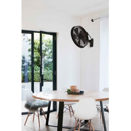 ZEVENTI - Nástěnný ventilátor FREEZE 50W/230V pr. 40 cm černá/hnědá + dálkové ovládání