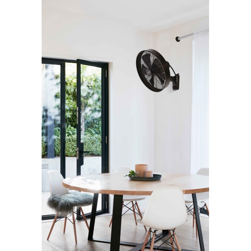 ZEVENTI - Nástěnný ventilátor FREEZE 50W/230V pr. 40 cm černá/hnědá + dálkové ovládání