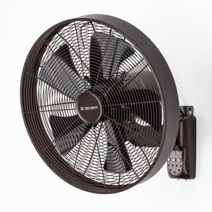 ZEVENTI - Nástěnný ventilátor FREEZE 50W/230V pr. 40 cm černá/hnědá + dálkové ovládání