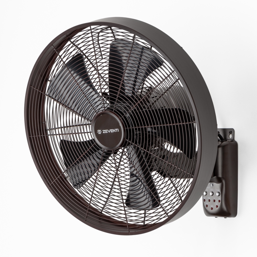 ZEVENTI - Nástěnný ventilátor FREEZE 50W/230V pr. 40 cm černá/hnědá + dálkové ovládání