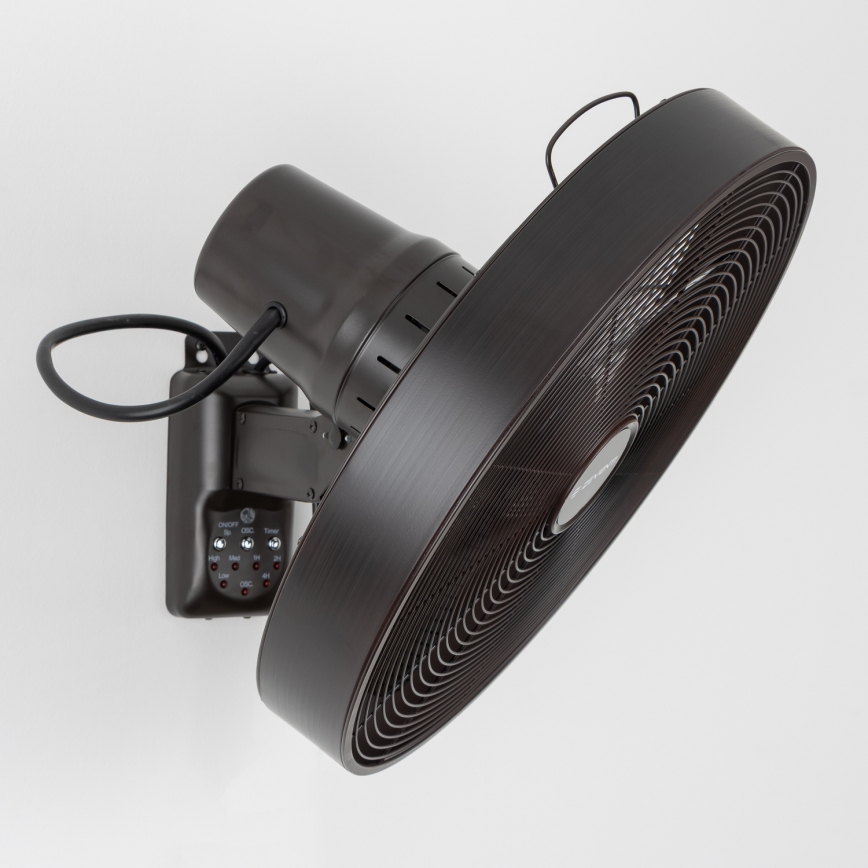 ZEVENTI - Nástěnný ventilátor FREEZE 50W/230V pr. 40 cm černá/hnědá + dálkové ovládání