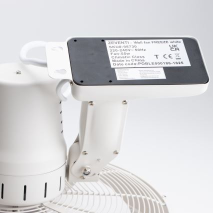 ZEVENTI - Nástěnný ventilátor FREEZE 50W/230V pr. 40 cm bílá + dálkové ovládání