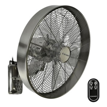 ZEVENTI - Nástěnný ventilátor FREEZE 50W/230V pr. 40 cm matný chrom + dálkové ovládání