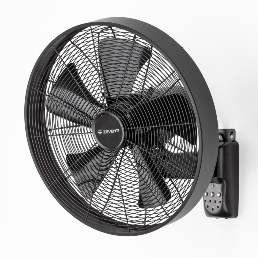 ZEVENTI - Nástěnný ventilátor FREEZE 50W/230V pr. 45 cm černá + dálkové ovládání