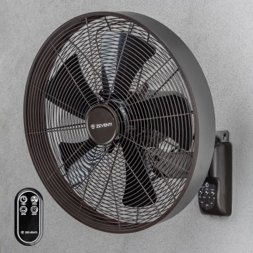 ZEVENTI - Nástěnný ventilátor FREEZE 50W/230V pr. 45 cm černá/hnědá + dálkové ovládání