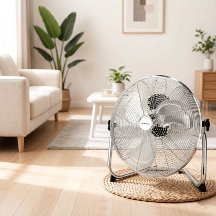 ZEVENTI - Podlahový ventilátor FLOW 60W/230V 44,5 cm lesklý chrom
