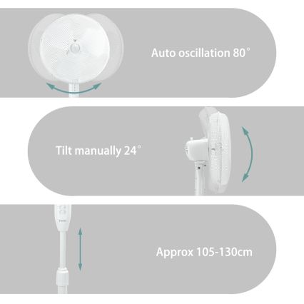 ZEVENTI - Stojanový ventilátor FLOW 40W/230V bílá