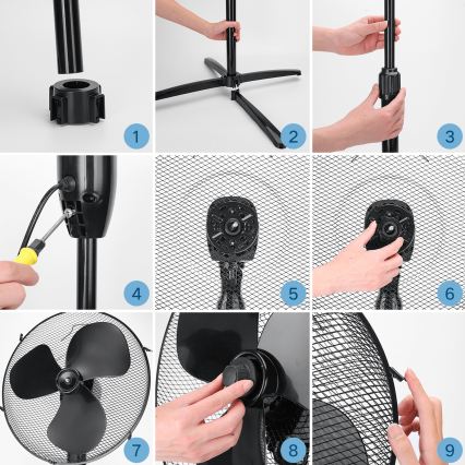 ZEVENTI - Stojanový ventilátor FLOW 40W/230V černá