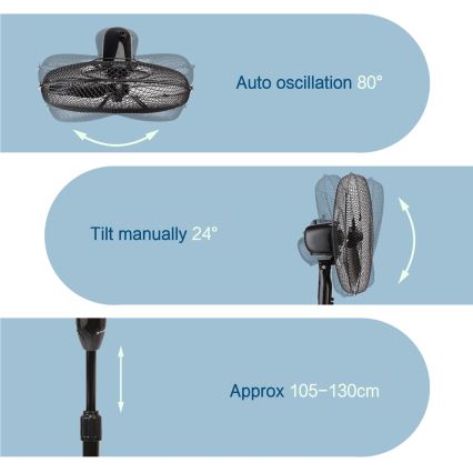 ZEVENTI - Stojanový ventilátor FLOW 40W/230V černá