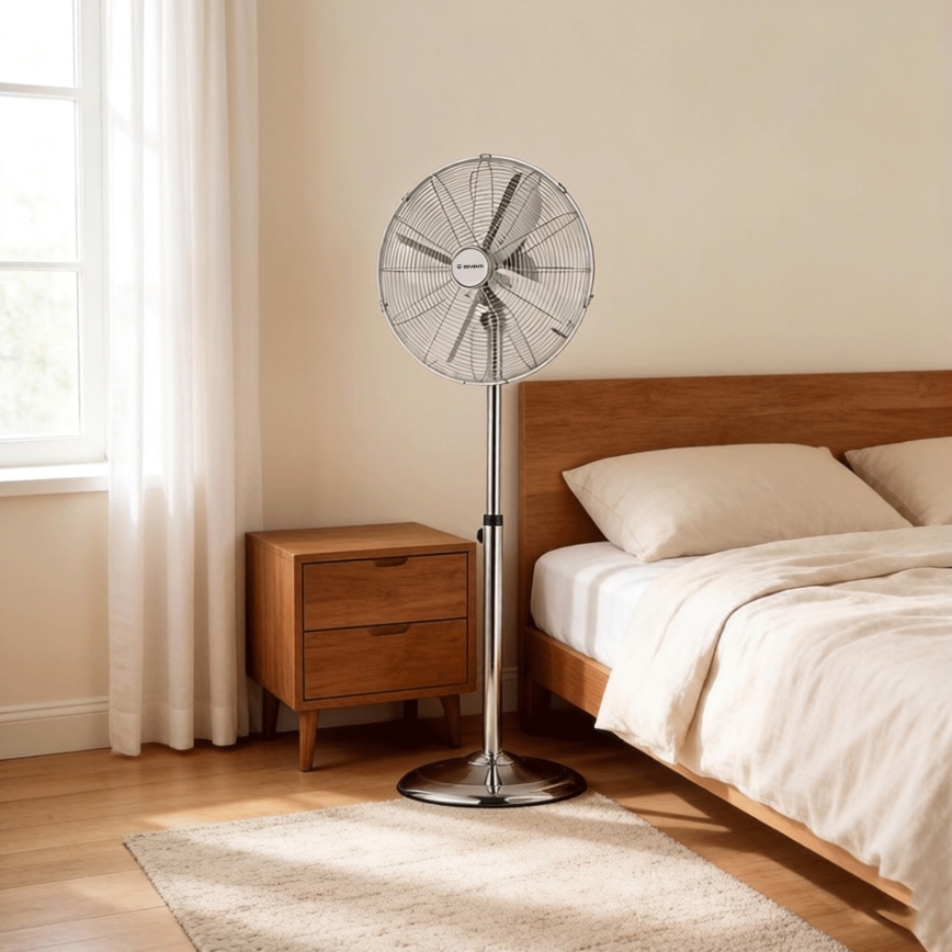 ZEVENTI - Stojanový ventilátor FLOW 50W/230V 125 cm lesklý chrom
