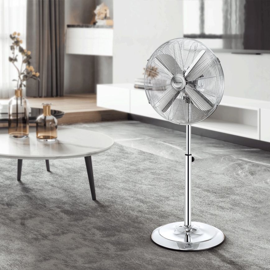 ZEVENTI - Stojanový ventilátor FLOW 50W/230V pr. 45 cm lesklý chrom