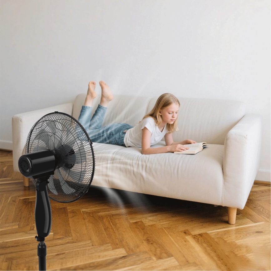 ZEVENTI - Stojanový ventilátor FLOW 55W/230V 130 cm černá + dálkové ovládání