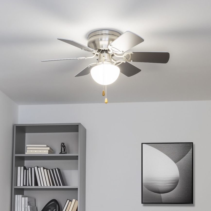ZEVENTI - Stropní ventilátor GALDANA 1xE27/60W/230V šedá/bílá