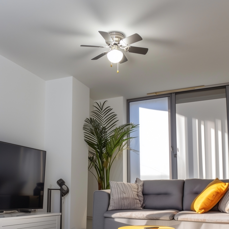 ZEVENTI - Stropní ventilátor GALDANA 1xE27/60W/230V šedá/bílá