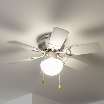 ZEVENTI - Stropní ventilátor GALDANA 1xE27/60W/230V šedá/bílá