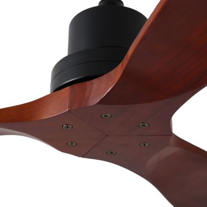 ZEVENTI - Stropní ventilátor LIONI Wi-Fi Tuya černá/dub + dálkové ovládání
