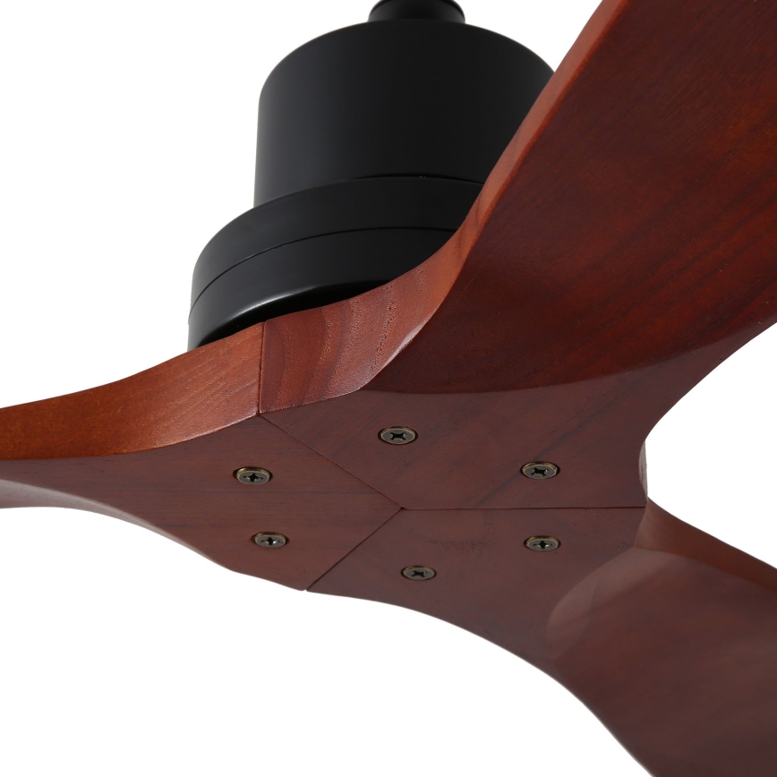 ZEVENTI - Stropní ventilátor LIONI Wi-Fi Tuya černá/dub + dálkové ovládání