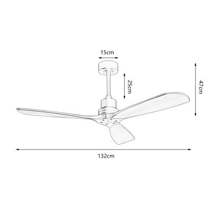 ZEVENTI - Stropní ventilátor LIONI Wi-Fi Tuya černá/dub + dálkové ovládání