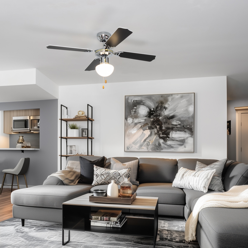 ZEVENTI - Stropní ventilátor NAVAGIO 1xE27/60W/230V černá/bílá