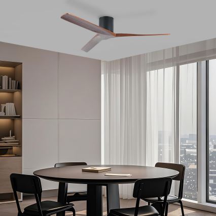 ZEVENTI - Stropní ventilátor VELLON Wi-Fi Tuya černá/ořech + dálkové ovládání