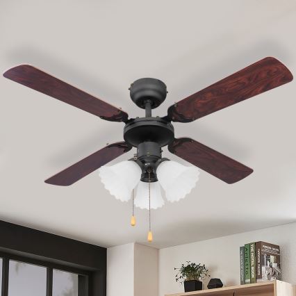 ZEVENTI - Stropní ventilátor ZURRIOLA 3xE27/60W/230V hnědá
