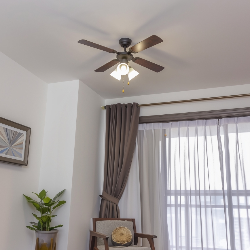 ZEVENTI - Stropní ventilátor ZURRIOLA 3xE27/60W/230V hnědá