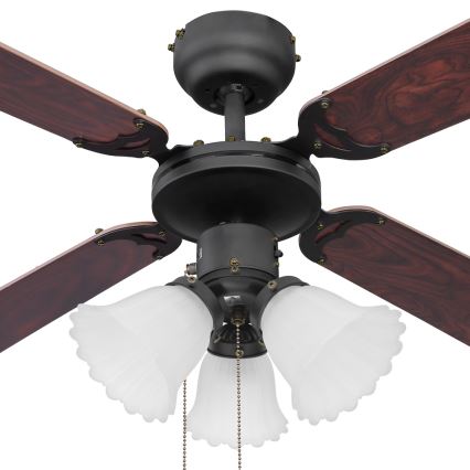 ZEVENTI - Stropní ventilátor ZURRIOLA 3xE27/60W/230V hnědá