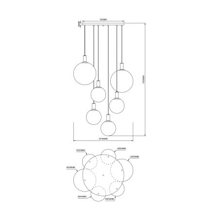 Zuma Line - Lustr na lanku 6xE27/25W/230V pr. 75 cm zlatá/černá