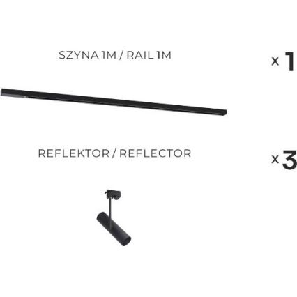 Zuma Line - Bodové svítidlo v lištovém systému 3xGU10/35W/230V černá