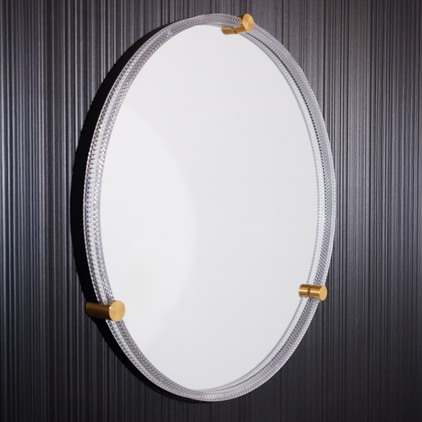 Zuma Line - LED Koupelnové nástěnné zrcadlo s podsvícením LED/24W/230V 3000/4000/6000K pr. 60 cm IP44 čirá/zlatá