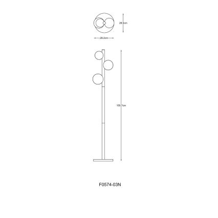 Zuma Line - Stojací lampa 3xG9/33W/230V zlatá