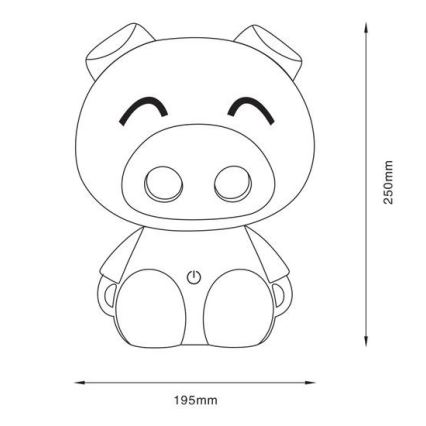 Zuma Line - LED Stmívatelná dětská dotyková stolní lampa LED/3W/230V prasátko fialová