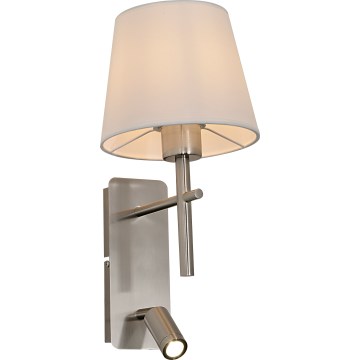 Zuma Line - LED Nástěnná lampa 1xE27/40W/230V + LED/2,5W matný chrom/bílá