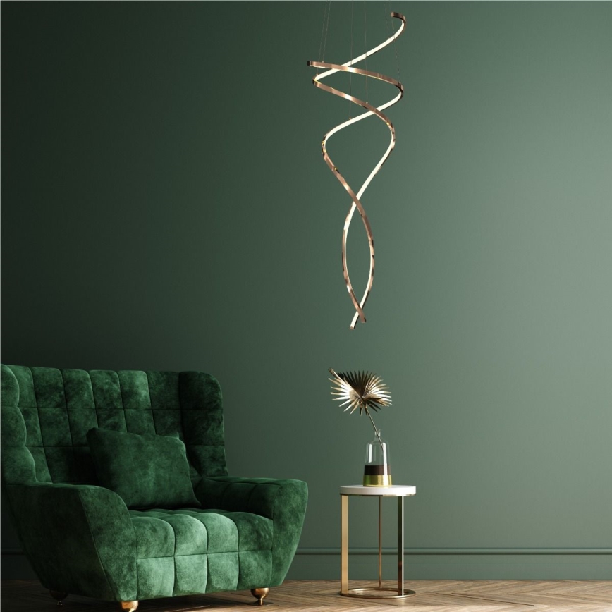 Zuma Line - LED Stmívatelný lustr na lanku LED/68W/230V 3000/4000/6000K rose gold + dálkové ovládání