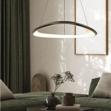 Zuma Line - LED Stmívatelný lustr na lanku LED/34W/230V 3000K černý lesklý chrom