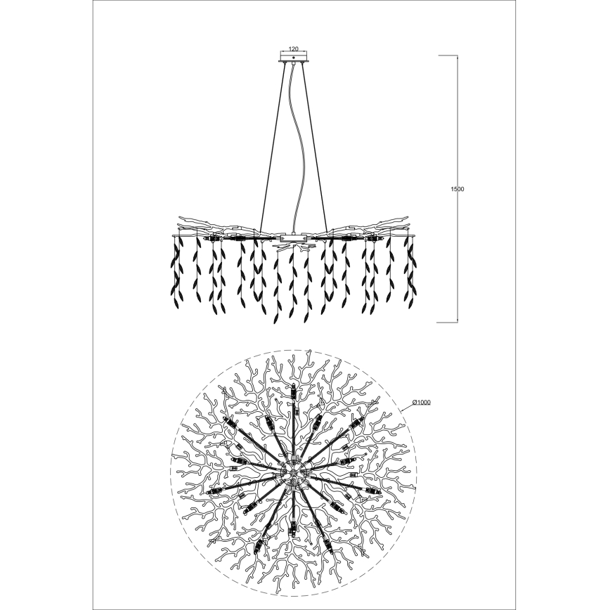 Zuma Line - Lustr na lanku 14xG9/3,5W/230V pr. 100 cm zlatá