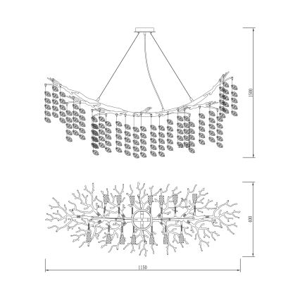 Zuma Line - Lustr na lanku 14xG9/3,5W/230V 115x40 cm zlatá