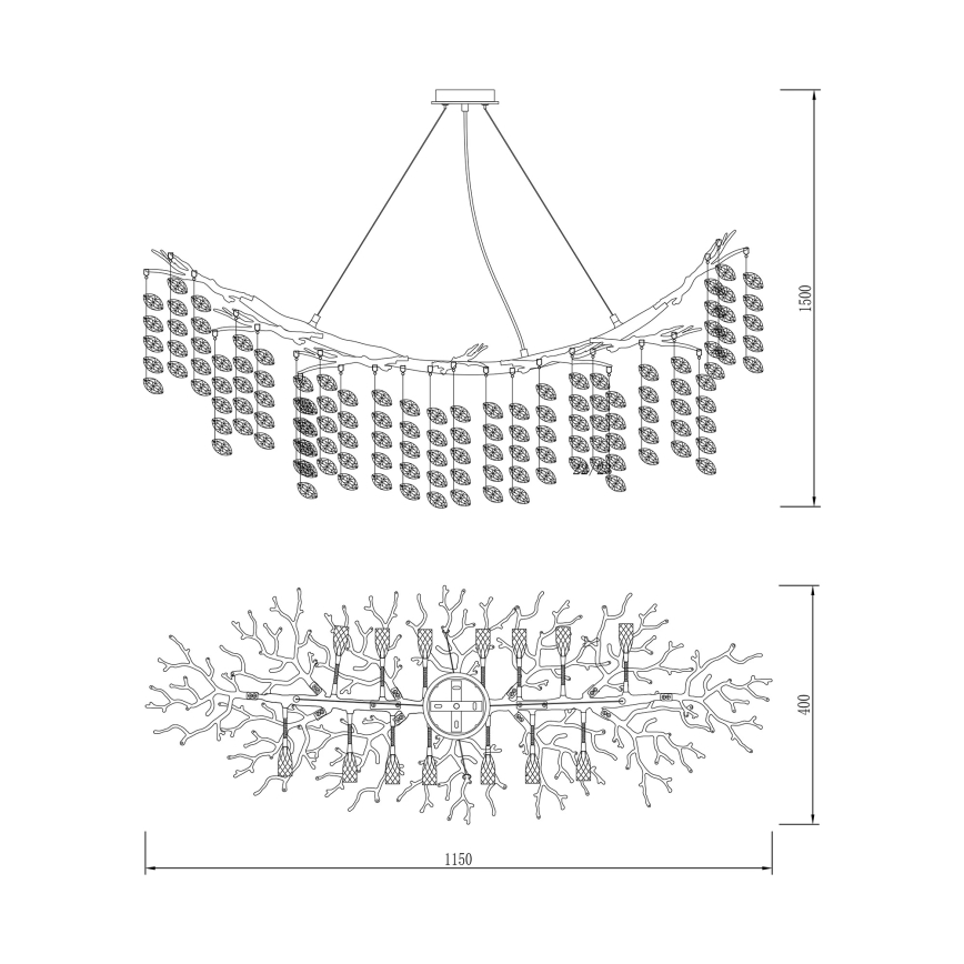 Zuma Line - Lustr na lanku 14xG9/3,5W/230V 115x40 cm zlatá